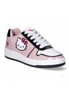 Hello Kitty Women’s Pink, White, And Black Casual Court Sneakers Size 9